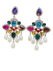 Rhinestone Decor Faux Pearl Drop Earrings