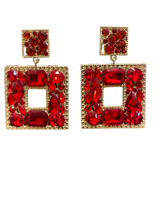 Square crystal earrings