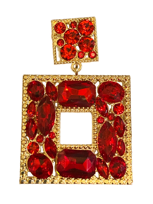 Square crystal earrings