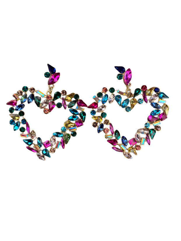 Heart Rhinestone Crystal Earrings
