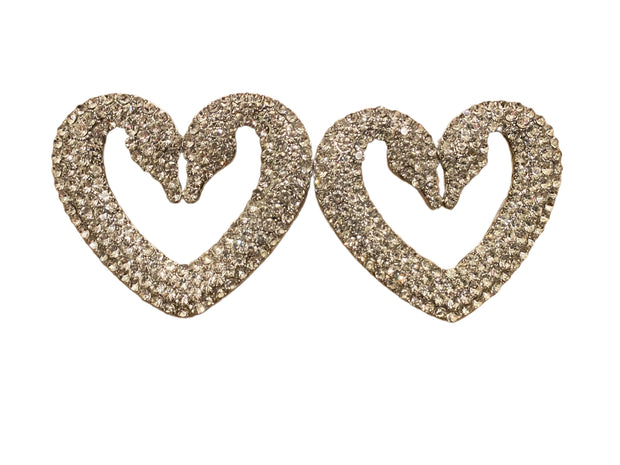 Swan Heart Stud Earrings