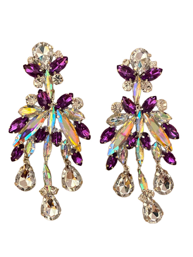 Purple Rhinestone Crystal Earrings
