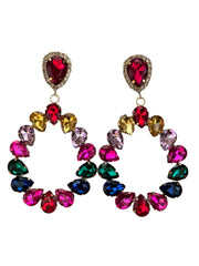 Jeweled Glass water drop Earrings