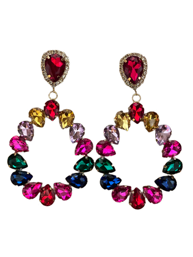 Jeweled Glass water drop Earrings