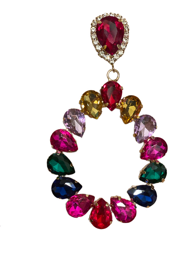 Jeweled Glass water drop Earrings