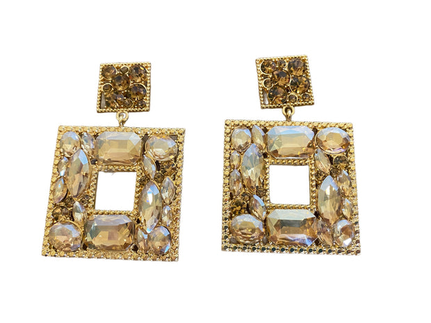 Square crystal earrings