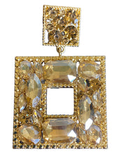 Square crystal earrings