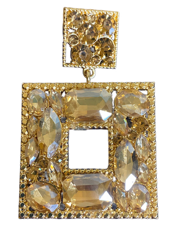 Square crystal earrings