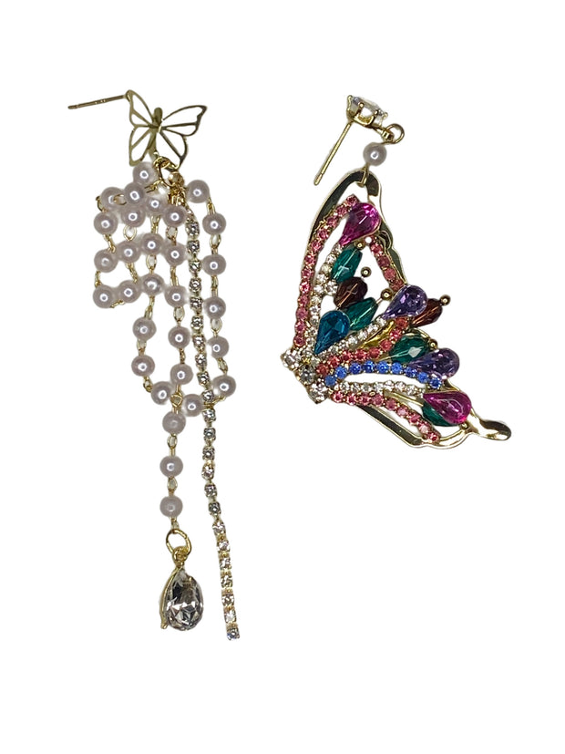 Rhinestone butterfly pearl Earrings