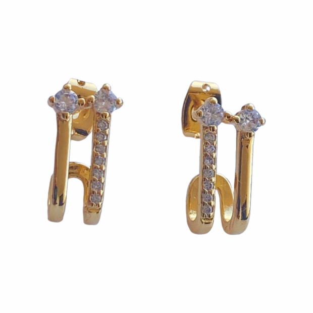 Double Layer J-shaped Rhinestone earrings