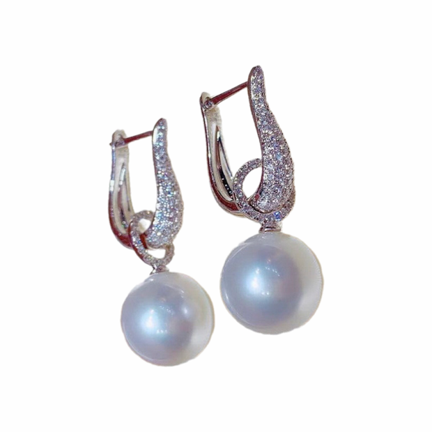 Elegant White Pearl Drop Earrings
